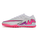 Chuteira Society Nike Zoom Mercurial Vapor 15 Elite White Pink and Blue Turf TF Football Boot